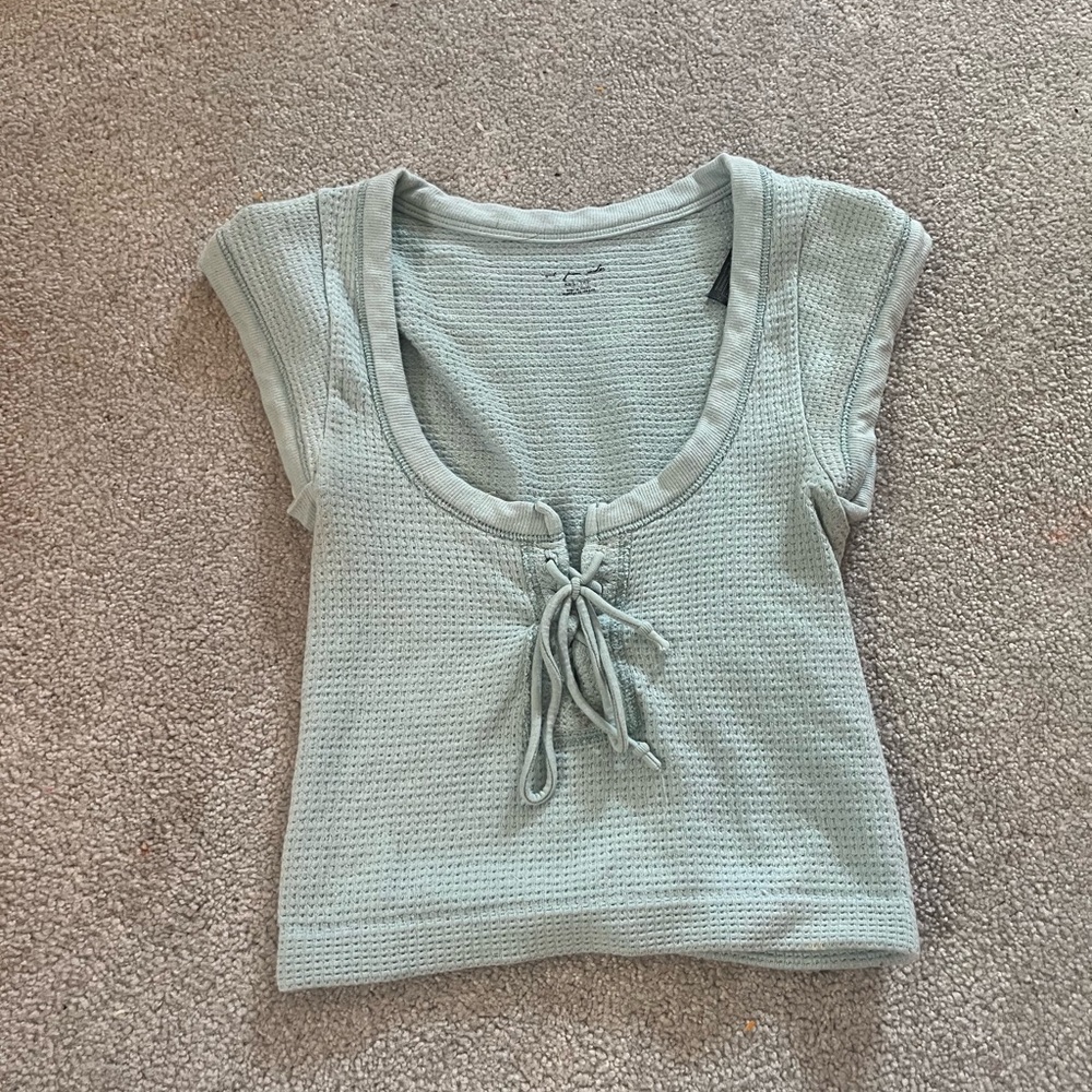 Women's Light Blue Lace-Up Top